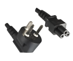 Power cable Denmark type K 90° to C5, 0,75mm², approvals: VDE/DEMKO, black, length 1.80m